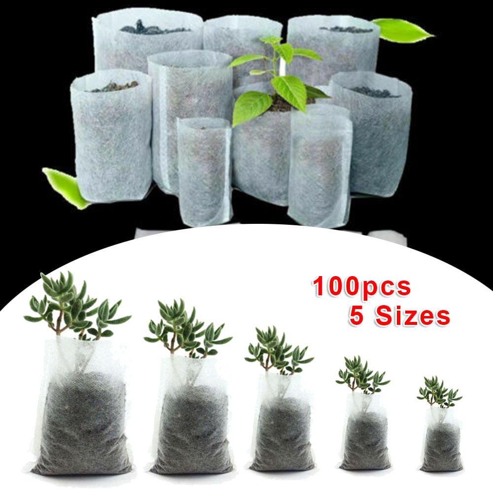 100Pcs Plant Grow Bags Nursery Pots Flower Plant Raising Bags Garden Supplies 