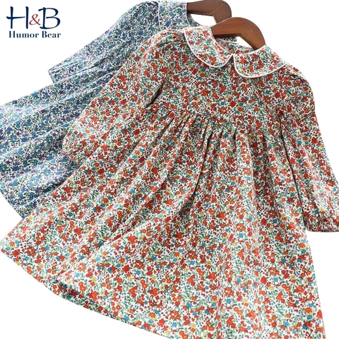 Humor Bear Girls Floral Dress 2022 NEW Baby Girls Dress Party College Style Lapel Princess Dress Fashion Kids Children Clothing ► Photo 1/6