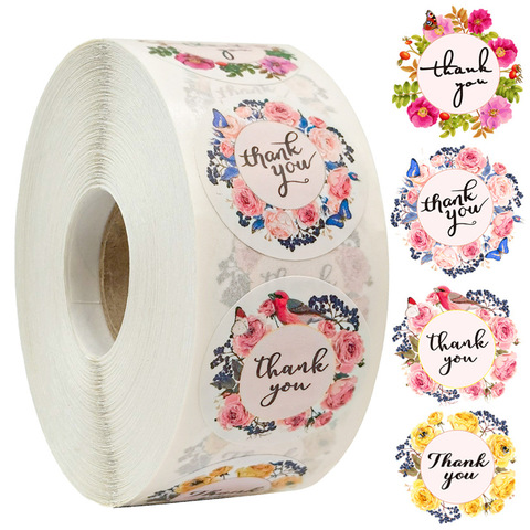 Pretty 50pcs Round Floral New Styles Thank You Stickers Seal Label for Wedding Favor Party Handmade Envelope Stationery Sticker ► Photo 1/6