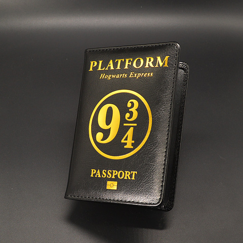 Hogwarts School Passport Cover women black pu leather potter passport case travel wallet document orgainzer porta pasaporte ► Photo 1/6