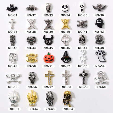 1piece Halloween nails accessories Art Sexy Skull Bone Water  Pumpkin Cross Ghost Festival Transfer Nails  Manicure Decoration ► Photo 1/5