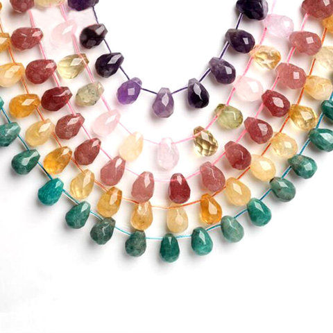 High Quality 10x14mm Natural Stone Faceted Drop Shape Necklace Bracelet Jewelry DIY Gems Loose Beads wk67 ► Photo 1/6