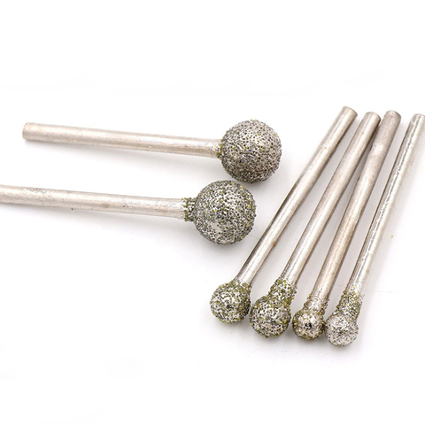 5/10/20PCS 3mm-10mm Ball Round Diamond Burr Grinding Bit 2.35/3mm Shank for Dremel 60 Grit ► Photo 1/5