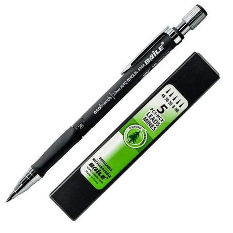 1 Set of Mechanical Pencil 2mm 2B Lead Core Automatic Mechanical Drawing Pencil 5 Refills Writing Mechanical Pencil Set ► Photo 1/6