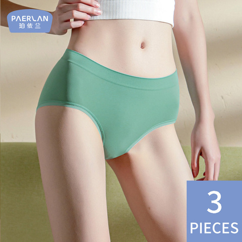 [3 pieces] PAERLAN Mid-waist one-piece seamless seamless panties Summer sexy hip briefs ► Photo 1/6