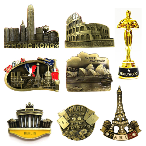 Fridge Magnet Decor Souvenir Oscar France United United States Berlin Germany Eiffel Tower Metal Magnetic Refrigerator Sticker ► Photo 1/6