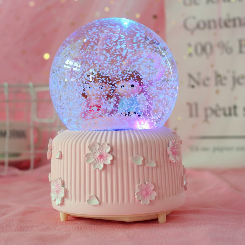 Romantic Couple With Lights Crystal Ball Music Box Creative Crafts