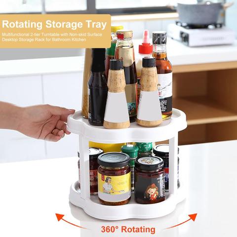 Spice Rack Stainless Steel Organizer Tray 360 Degree Turntable Rotating 2 Stand For Dining Table Kitchen Counters Cabinets 40a ► Photo 1/6