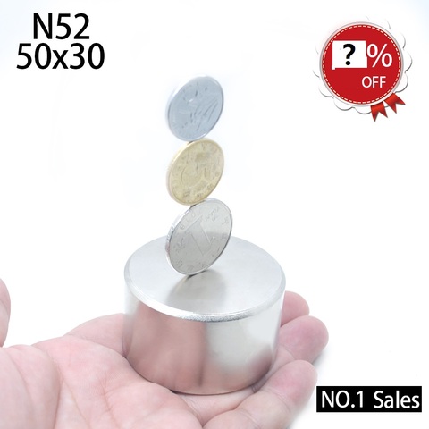 1pc N52 magnet 50x30 mm Powerful permanet round Neodymium Magnet Super Strong magnetic Rare Earth NdFeB 50*30mm gallium metal ► Photo 1/6