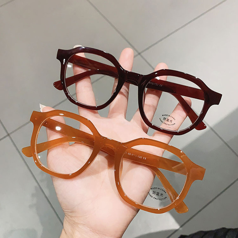 SO&EI Fashion Irregular Square Women Optical Glasses Frame Clear Anti Blue-Ray Lens Eyewear Vintage Men Wine Red Champagne Frame ► Photo 1/6