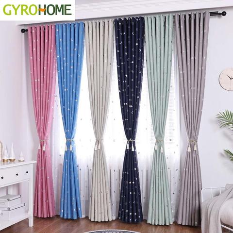 Hot Sale Small Star Moon Blackout Curtains For Livingroom Bedroom Kids Room Children Boys Girl room ► Photo 1/6