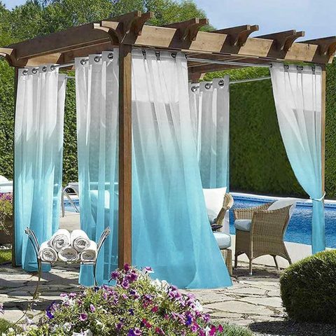 Gradient Color Outdoor Porch Gazebo Sheer Curtains Grommet Top Voile Tulle Curtain For Living Room Modern Hotel Decoration ► Photo 1/6