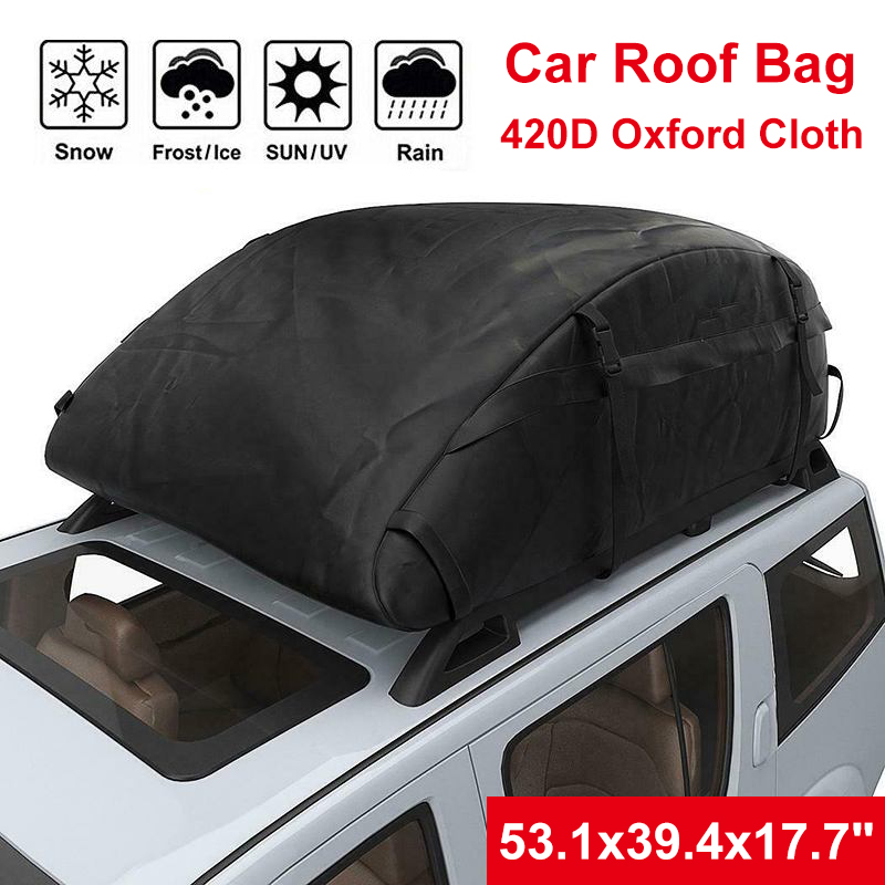 For Vehicles With Roof Rails TIROL Waterproof Roof Top Carrier Cargo Luggage Travel Bag 15 Cubic Feet 