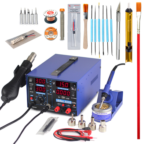 YIHUA 853D Rework Soldering Station 4 in 1 Hot Air Gun Soldering Iron USB Output 15V 2A DC Power Supply New BGA Welding Stations ► Photo 1/6