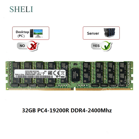 SHELI 32GB 2Rx4 DDR4-19200L DDR4-2400mhz 288PIN 1.2V Load Reduced LRDIMM Server RAM ► Photo 1/4