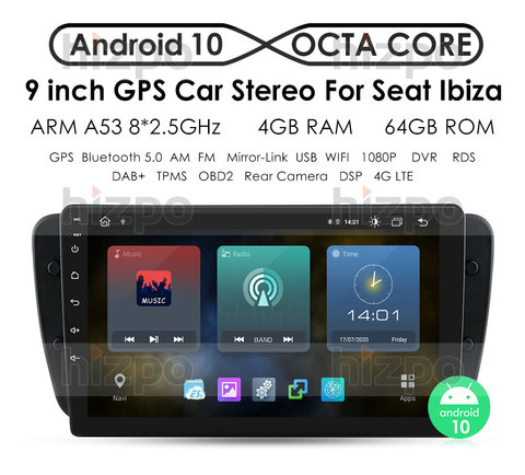2G+32G Android 10.0 Car Radio Multimedia Video Player For Seat Ibiza 6j 2009-2013 Navigation GPS 2din autoradio NO dvd RDS WIFI ► Photo 1/6