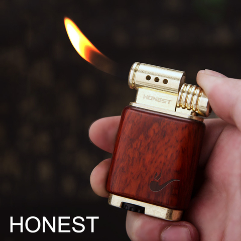 HONEST Wooden Shell/Zinc Alloy Pipe Gas Lighter Gift ► Photo 1/6