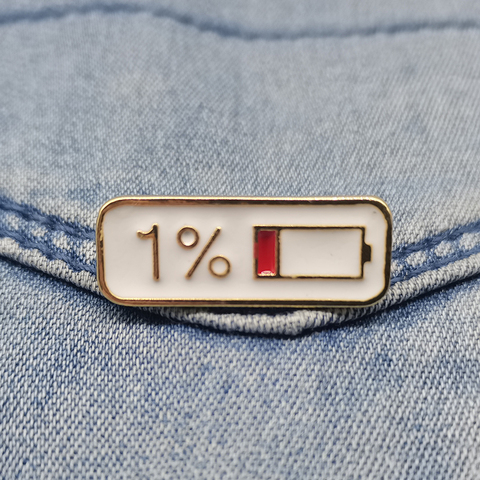 Enamel Pin 1% Electricity Quantity Brooch Buckle Golden Metal Badge Bag Clothes Lapel Brooches For Women Men Kids Gifts ► Photo 1/6