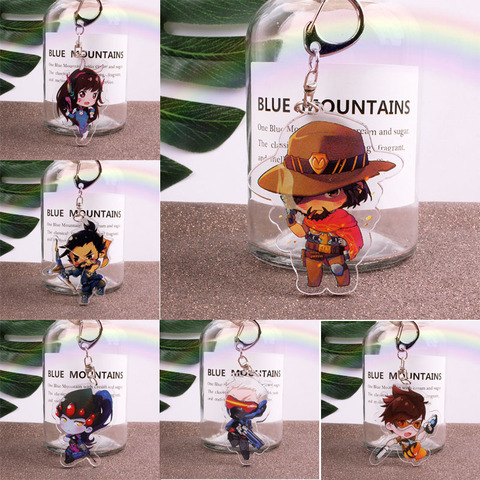 Game Overwatch Cosplay D.VA Mei Genji Hanzo Keychain Cartoon Figure Acrylic Pendant Keyring ► Photo 1/6