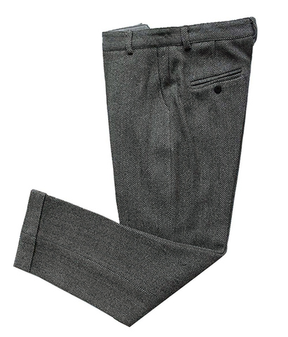 Men's Grey Trousers Wool Tweed Slim Fit Leisure Cotton Male Gentleman Herringbone Business Pants Suit for Wedding Groom School ► Photo 1/6