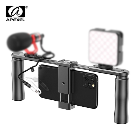 APEXEL Single or Double Handed Handle Grip Universal DIY Metal Smartphone Video Rig Stabilizer Smartphone DSLR SLR Gopro Vlog ► Photo 1/6