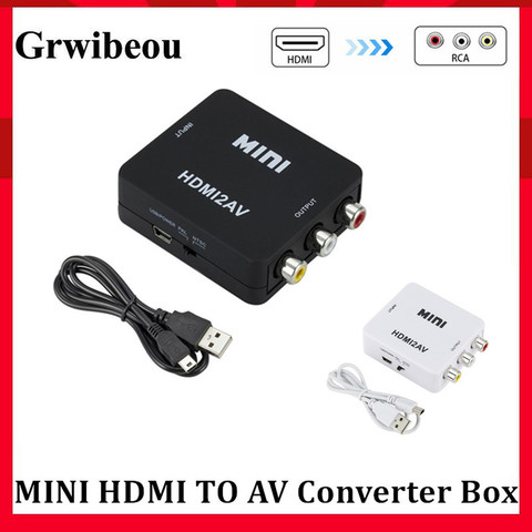 Grwibeou HDMI TO AV Scaler Adapter HD Video Converter Box HDMI to RCA AV/CVSB L/R Video 1080P HDMI2AV Adapter Support NTSC PAL ► Photo 1/6