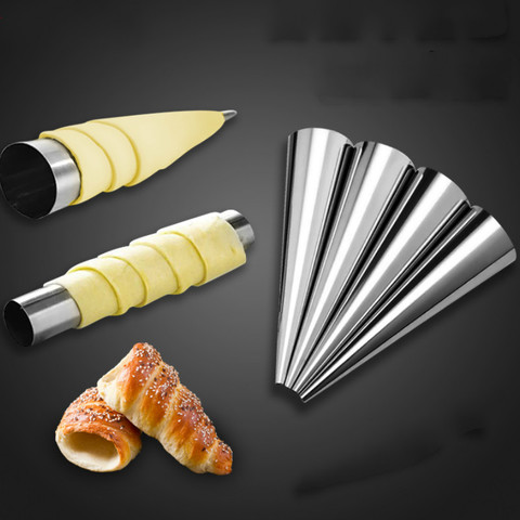 6pcs Kitchen Stainless Steel Baking Cones Horn Pastry Roll Cake Mold Spiral Baked Croissants Tubes Cookie Dessert Tool ► Photo 1/5