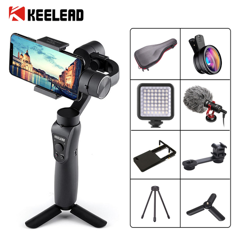 KEELEAD 3-Axis Handheld Gimbal Stabilizer Focus Pull & Zoom for Smartphone Phone Action Camera Video Record Vlog Live ► Photo 1/6
