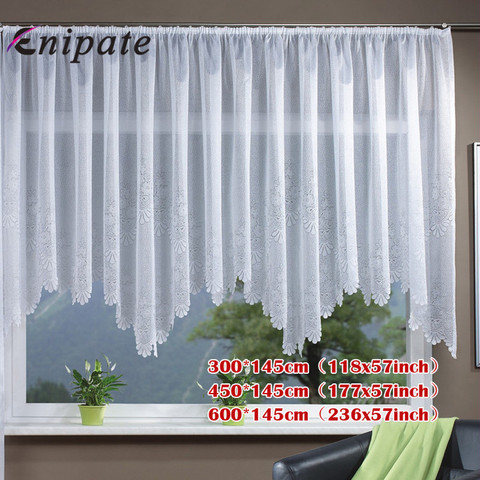 Enipate European Romantic Style Knitted Jacquard Arch Curtain Half Shading White Lace Bedroom Curtain Home Decoration ► Photo 1/5