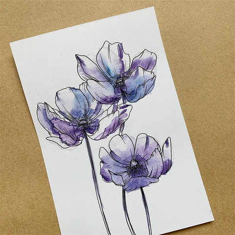 Transparent Stamp Sketch Flowers Clear Stamps Rubber Silicone Seal for DIY Scrapbooking Card Making Album Photo Decoration Craft ► Photo 1/6