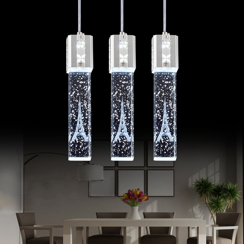Crystal Bubble Led Pendant Lamp Long Tube Pendant Light Kitchen  Dining Room Shop Bar Decoration Cylinder Pipe Hanging Light ► Photo 1/6