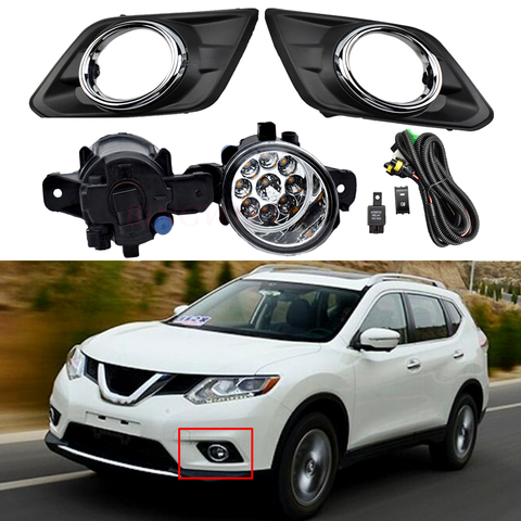 1pair Auto Fog Lights Kits for Rogue X-Trail 2014 2015 2016 Driving 12V Fog Lamps with Bracket Wires Switch Halogen Lamp Source ► Photo 1/6