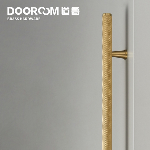 Dooroom Brass Long Furniture Handles Knurled  Wardrobe Dresser Cupboard Cabinet Drawer Refrigerator Door Pulls Knobs ► Photo 1/6