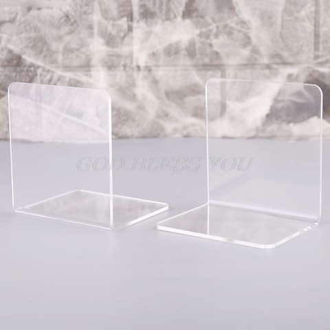 2Pcs Clear Acrylic Bookends L-shaped Desk Organizer Desktop Book Holder School Stationery Office Accessories Drop Shipping ► Photo 1/6