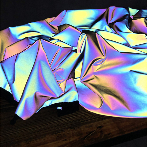 High-purity colorful rainbow reflective fabric Fashion clothing Windbreaker Designer fabric  future technology Colorful luminous ► Photo 1/6