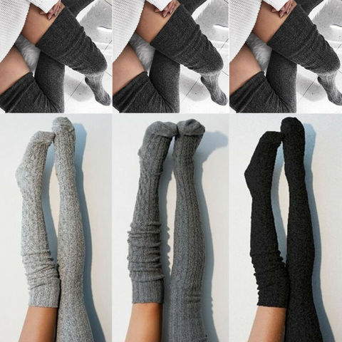 Fashion Women Lady Cable Knit Extra Long Stockings Over Knee Thigh High Warm Pantyhose Trim Tights ► Photo 1/6