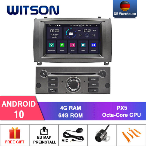 DE STOCK! WITSON CAR DVD PLAYER for PEUGEOT 407 Android 9.0 4+64GB IPS HD Screen CAR STEREO 8 Octa Core+DVR/WIFI+DSP optional ► Photo 1/6