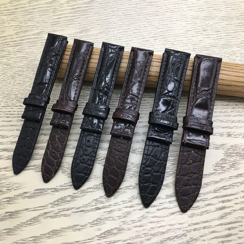 Genuine Crocodile Leather Watchband 18mm 19mm 20mm 21mm 22mm Watches Strap Coffee Black Butterfly Buckle Watch Band ► Photo 1/6