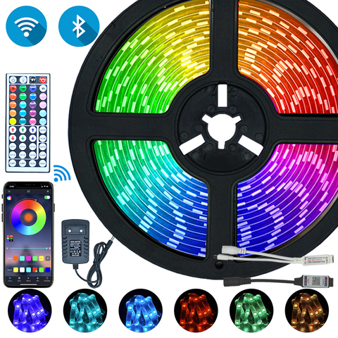 LED Strips Lights Bluetooth Iuces RGB 5050 SMD 2835 Waterproof WiFi Flexible Lamp Tape Ribbon Diode DC12V 5M 10M 15M 20M Color ► Photo 1/6