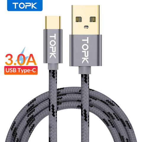 TOPK Original USB Type C Cable for Xiaomi Redmi note 7 Data transmission Charging cable Type-C cable usb c cable  for samsung s8 ► Photo 1/6