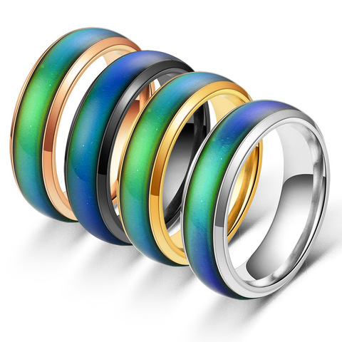 Stainless Ring Changing Color Mood Rings Feeling / Emotion Temperature Ring Smart Jewelry Factory Direct Sale ► Photo 1/6