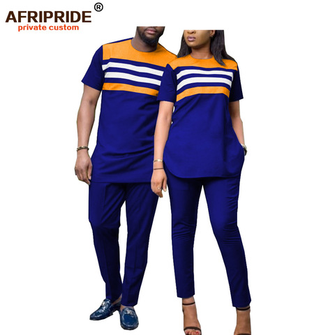 2022 african 2 pieces sets for men and women couples clothing dashiki tops shirts print pants short sleeve AFRIPRIDEA19C001 ► Photo 1/6