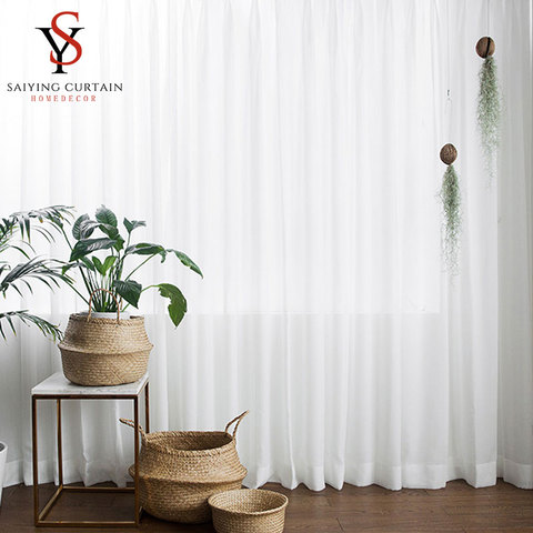 Korean Chiffon White Sheer Curtains For Living Room Tulle Curtain Bedroom Kitchen Window Treatment Finished Voile Drape Blinds ► Photo 1/6