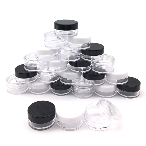 100PCS 5G black Cream Jar, Empty Plastic Cosmetic Container, clear