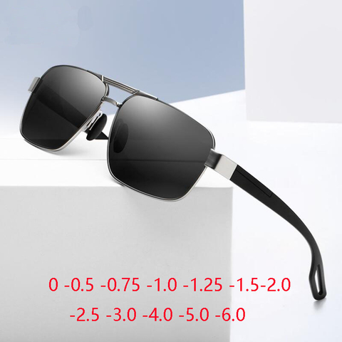 Square Nearsighted Sunglasses Men Polarized Sport Double Beam Myopia Lens Pilot Sunglasses Prescription 0 -0.5 -0.75 To -6.0 ► Photo 1/6