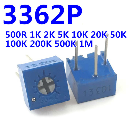 10pcs 3362P 101 201 501 102 202 502 103 203 503 104 204 504 105 Trimpo Trimmer Potentiometer 3362 500R 1K 2K 5K 10K 20K 50K 100K ► Photo 1/1