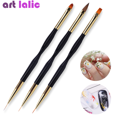Buy Online New 1pc Double End Nail Brush Painting Drawing Lines Pen 3d Tips Diy Uv Gel Flowers Design Nail Art Books Salon Manicure Tools Alitools