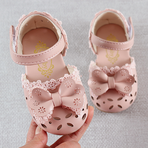 Newest Summer Kids Shoes 2022 Fashion Leathers Sweet Children Sandals For Girls Toddler Baby Breathable Hoolow Out Bow Shoes ► Photo 1/6