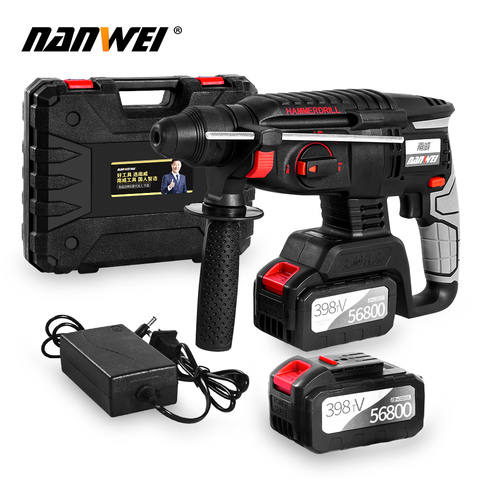 21v Electric drill Heavy Cordless Rotary Impact Hammer Concrete Breaker drill with Portable Tool Storage Box ► Photo 1/6