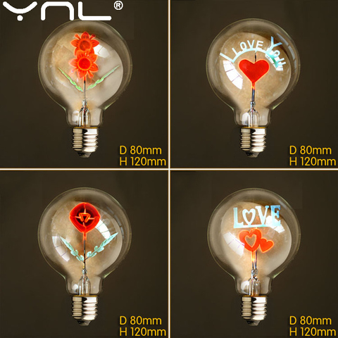 G80 Edison Bulb E27 220V Flamingo Christmas Flowers Love Rose I Love You Holiday Lights Vintage Indoor Retro Incandescent lamp ► Photo 1/6